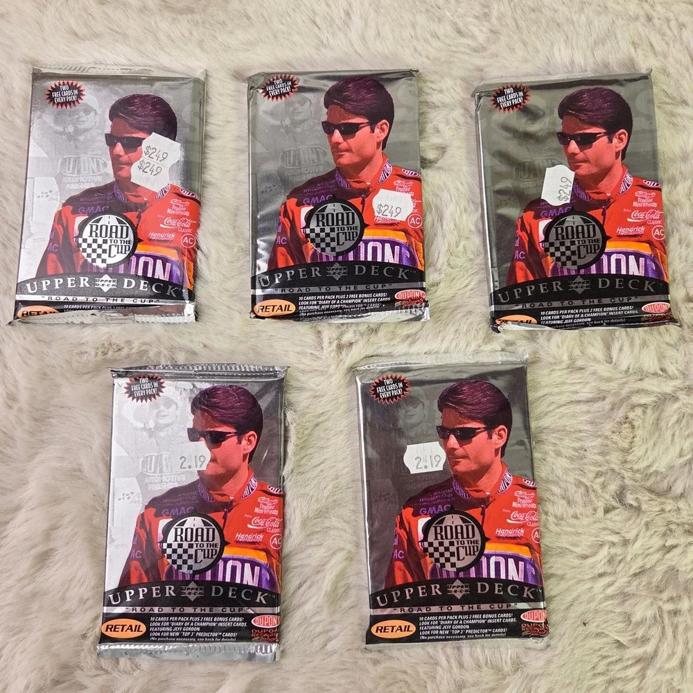5 Pack Lot 1996 Upper Deck NASCAR Racing Cards Sealed Retail Jeff Gordon